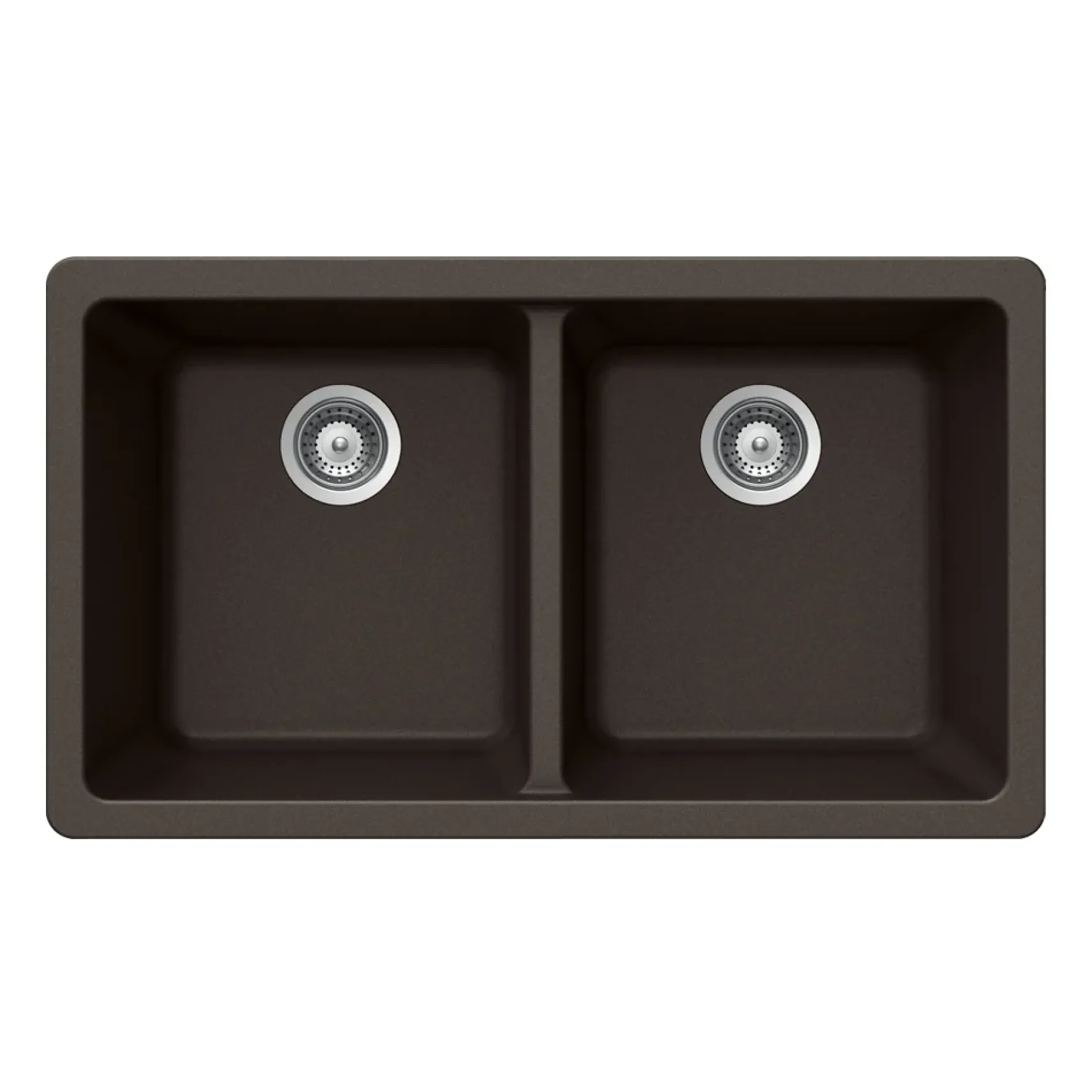 Houzer 33" Granite Undermount 50/50 Double Bowl Kitchen Sink, Brown, M-200U MOCHA