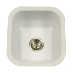 Houzer 16" Porcelain Enamel Steel Undermount Bar/Prep Sink, White, PCB-1750 WH