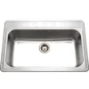 Houzer 33" Stainless Steel Topmount Large Single Bowl Kitchen Sink, 18 Gauge, PGS-3122-4-1