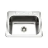 Houzer 25" Stainless Steel Topmount Single Bowl Kitchen Sink, 20 Gauge, 2522-8BS4-1