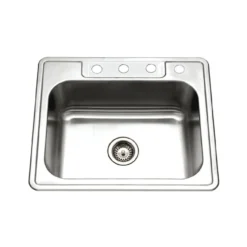 Houzer 25" Stainless Steel Topmount Single Bowl Kitchen Sink, 20 Gauge, 2522-8BS4-1