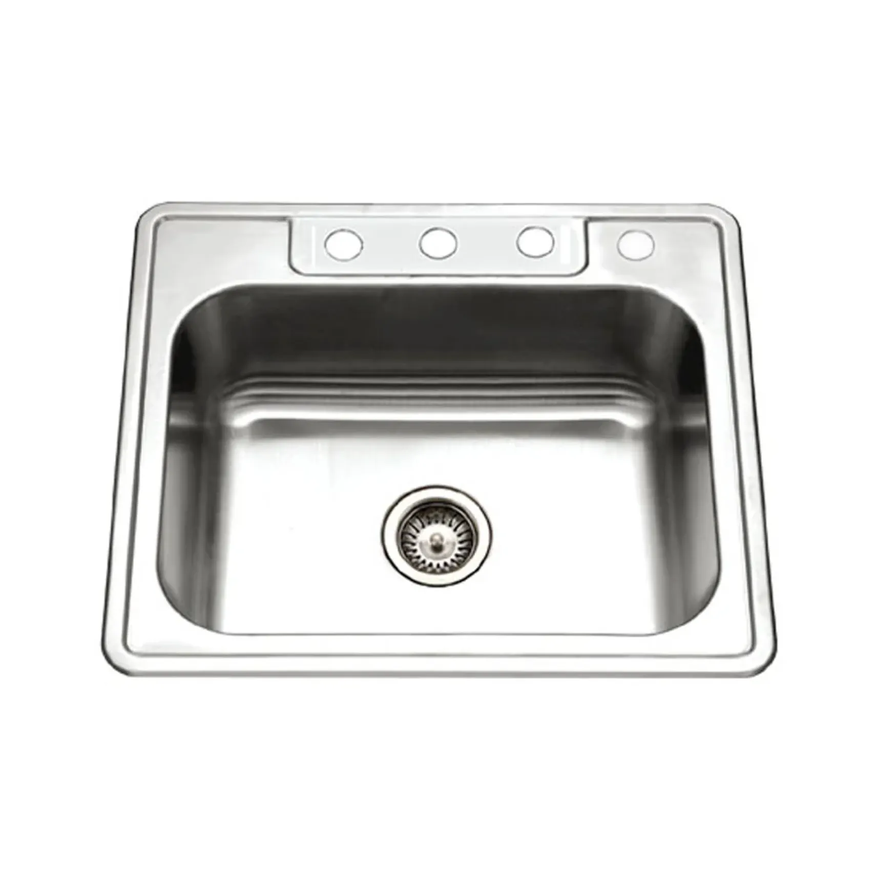 Houzer 25" Stainless Steel Topmount Single Bowl Kitchen Sink, 20 Gauge, 2522-8BS4-1
