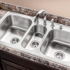 Houzer 41" Stainless Steel Topmount Triple Bowl Kitchen Sink, 18 Gauge, PGT-4322-1
