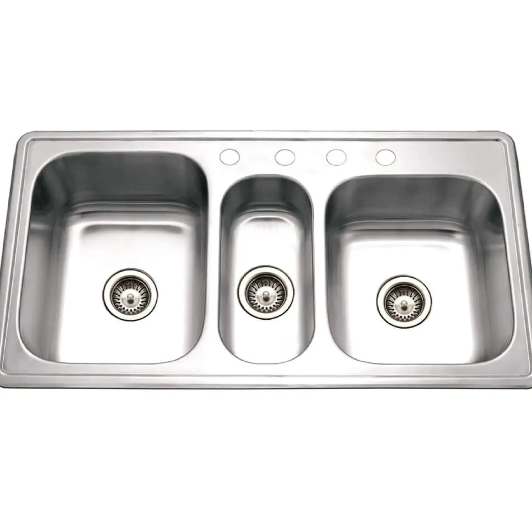Houzer 41" Stainless Steel Topmount Triple Bowl Kitchen Sink, 18 Gauge, PGT-4322-1