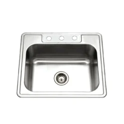 Houzer 25" Stainless Steel Topmount Single Bowl Kitchen Sink, 18 Gauge, 2522-9BS3-1
