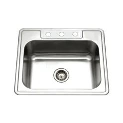 Houzer 25" Stainless Steel Topmount Single Bowl Kitchen Sink, 20 Gauge, 2522-8BS3-1