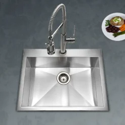 Houzer 25" Stainless Steel Topmount Zero Radius Single Bowl Kitchen Sink, 18 Gauge, BCS-2522