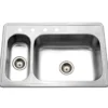 Houzer 33" Stainless Steel Topmount 80/20 Double Bowl Kitchen Sink, 20 Gauge, LHD-3322-1
