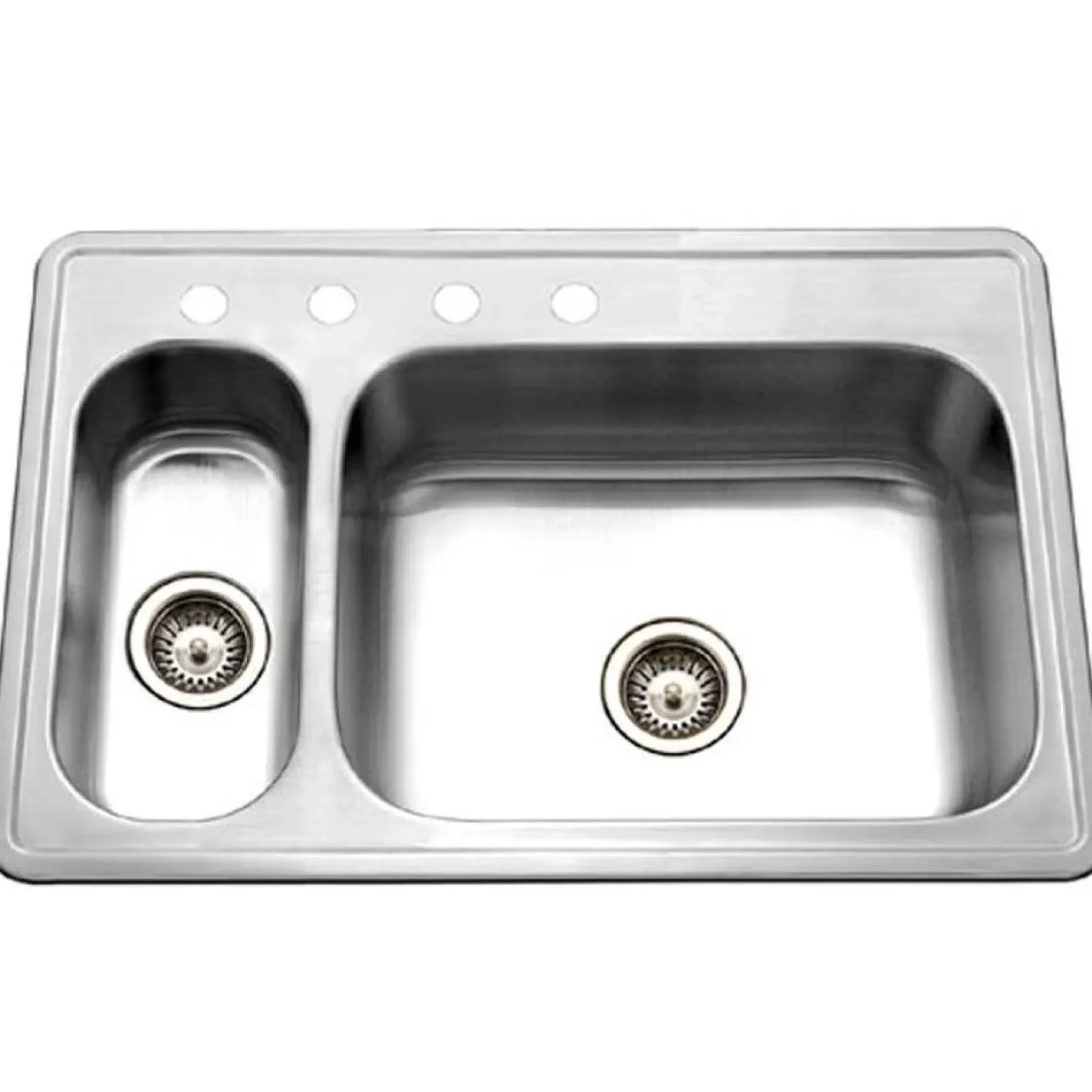 Houzer 33" Stainless Steel Topmount 80/20 Double Bowl Kitchen Sink, 20 Gauge, LHD-3322-1