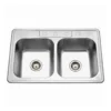 Houzer 33" Stainless Steel Topmount Double Bowl Kitchen Sink, 18 Gauge, 3322-9BS4-1