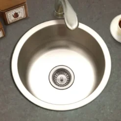 Houzer 18" Stainless Steel Topmount Round Single Bowl Bar Sink, SCF-1830-1