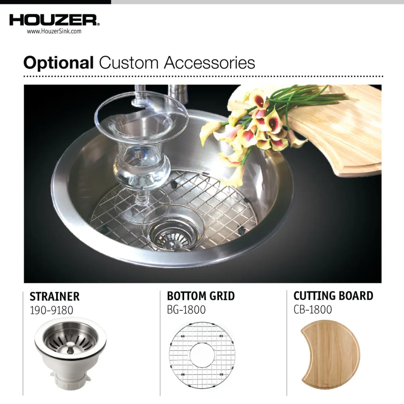 Houzer 18" Stainless Steel Topmount Round Single Bowl Bar Sink, SCF-1830-1