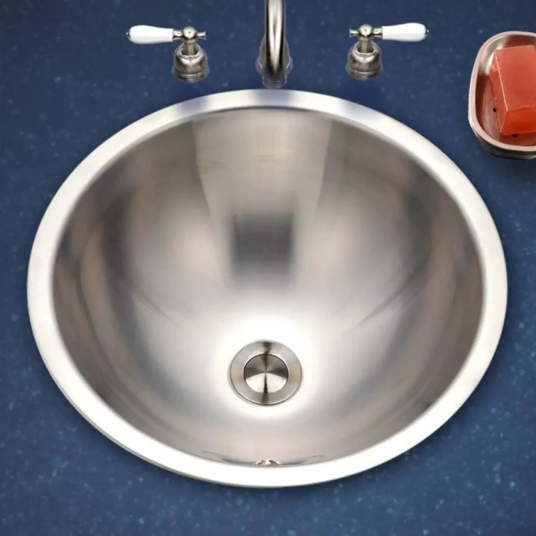 Houzer 17" Stainless Steel Undermount Bathroom Sink, Round, CR-1620-1