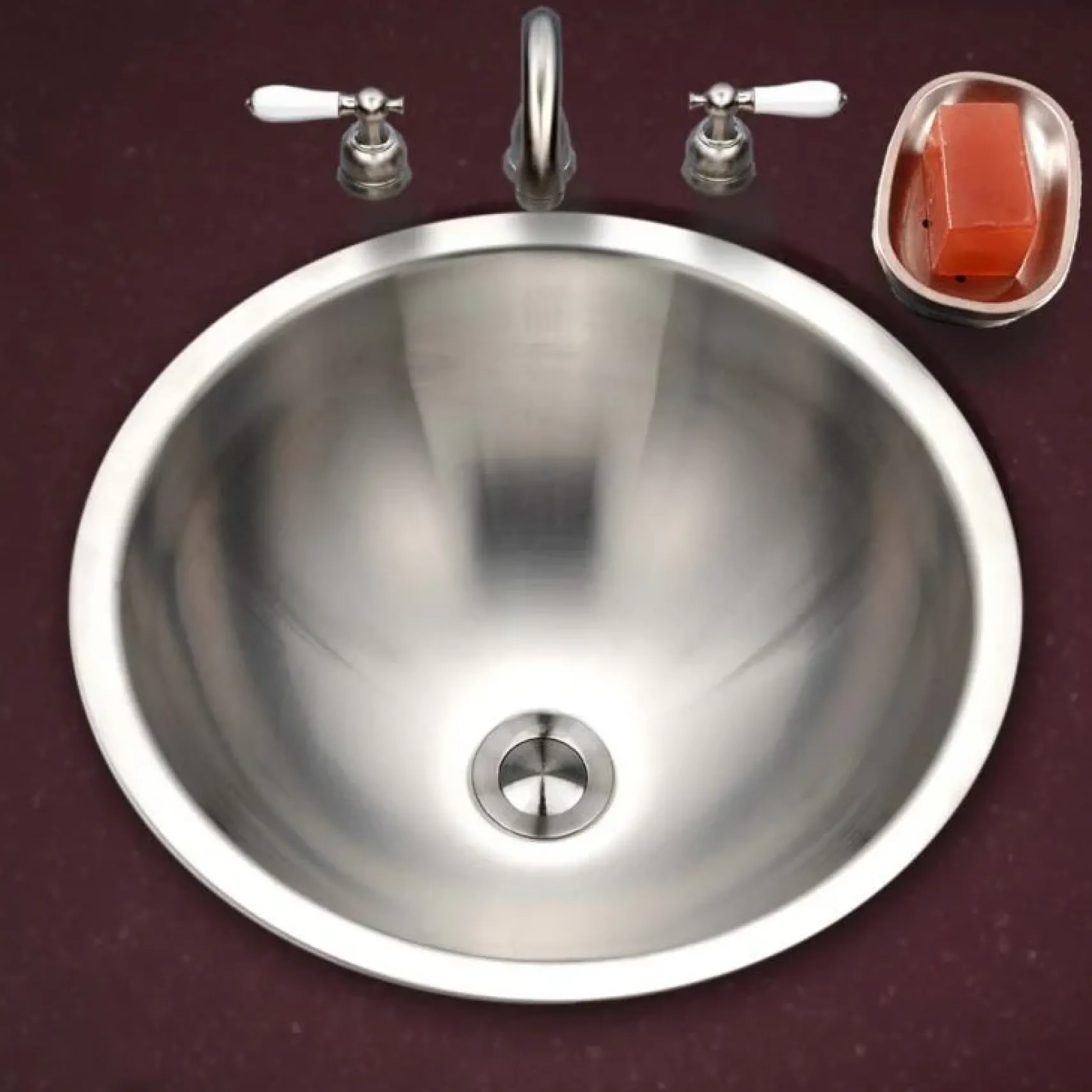 Houzer 17" Stainless Steel Undermount Bathroom Sink, Round, CR-1620-1