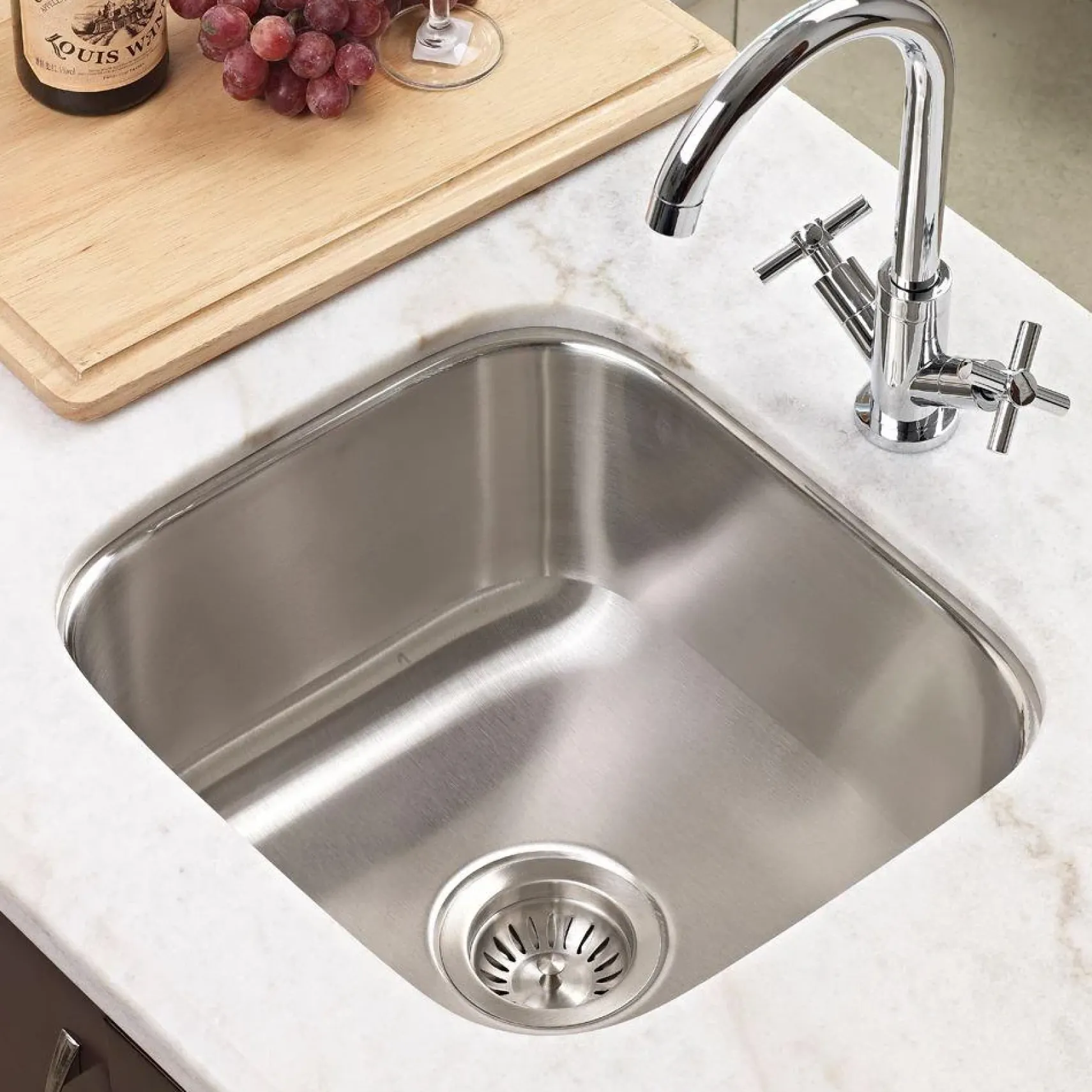 Houzer 16" Stainless Steel Undermount Club Prep/Large Bar Sink Bar Sink, MS-1708-1