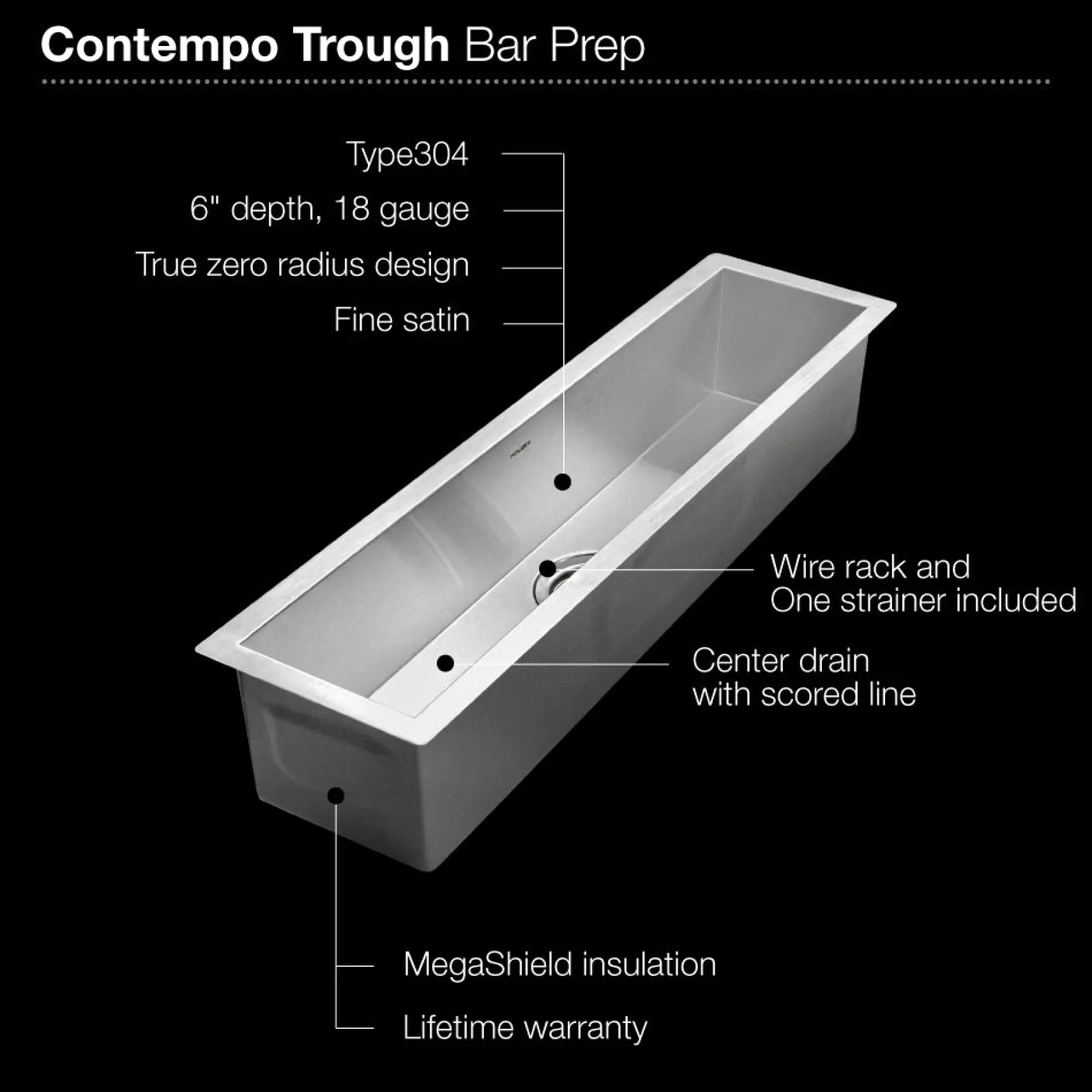 Houzer 32" Stainless Steel Undermount Bar/Prep Sink, Rectangle, CTB-3285