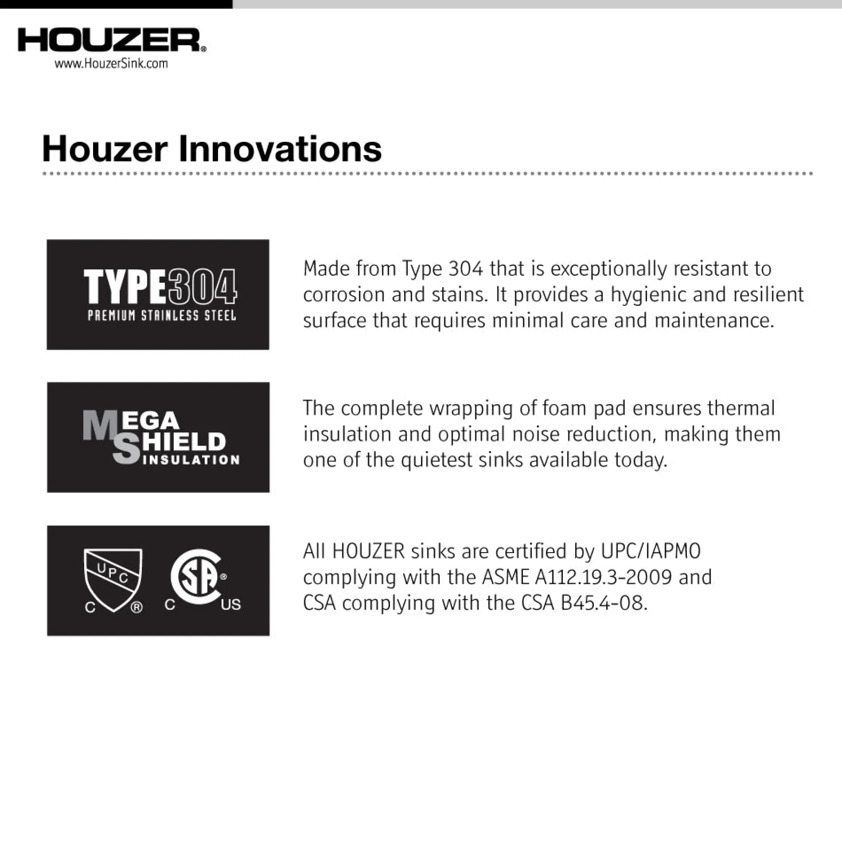 Houzer 32" Stainless Steel Undermount Bar/Prep Sink, Rectangle, CTB-3285