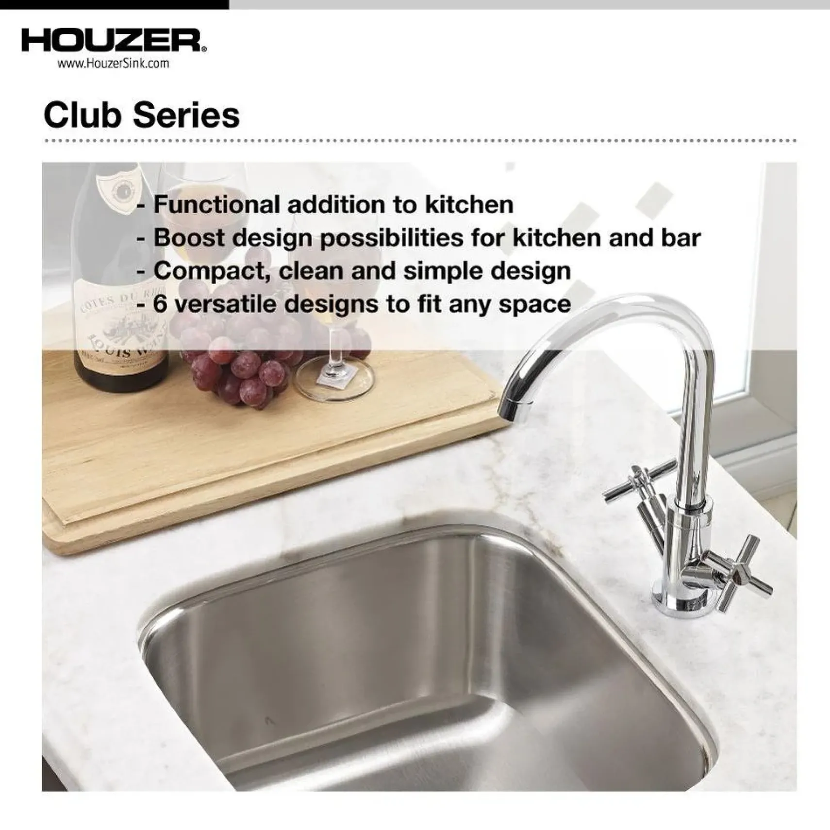 Houzer 13" Stainless Steel Undermount Bar/Prep Sink, CS-1307-1