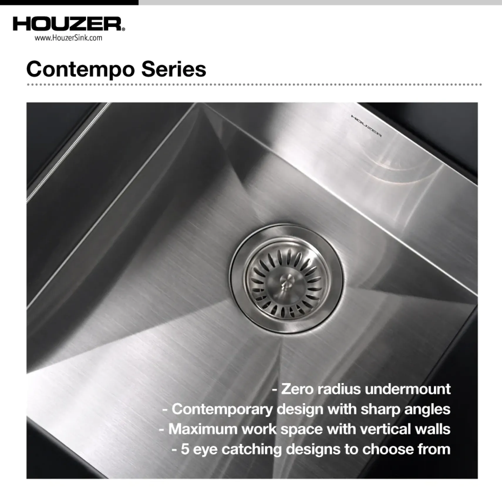Houzer 17" Stainless Steel Undermount Zero Radius Prep Sink Bar Sink, CTR-1700