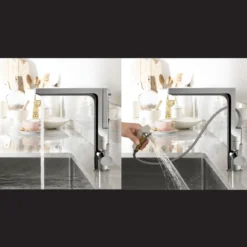 Houzer Ascend 1.75 GPM Lever Brass Kitchen Faucet, Pull Up, Matte Black, ASCPU-460-MB