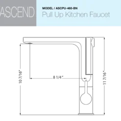 Houzer Ascend Integrated Pull Up Kitchen Faucet Brushed Nickel, ASCPU-460-BN