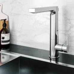 Houzer Ascend Integrated Pull Up Kitchen Faucet with CeraDox Technology Polished Chrome, ASCPU-460-PC