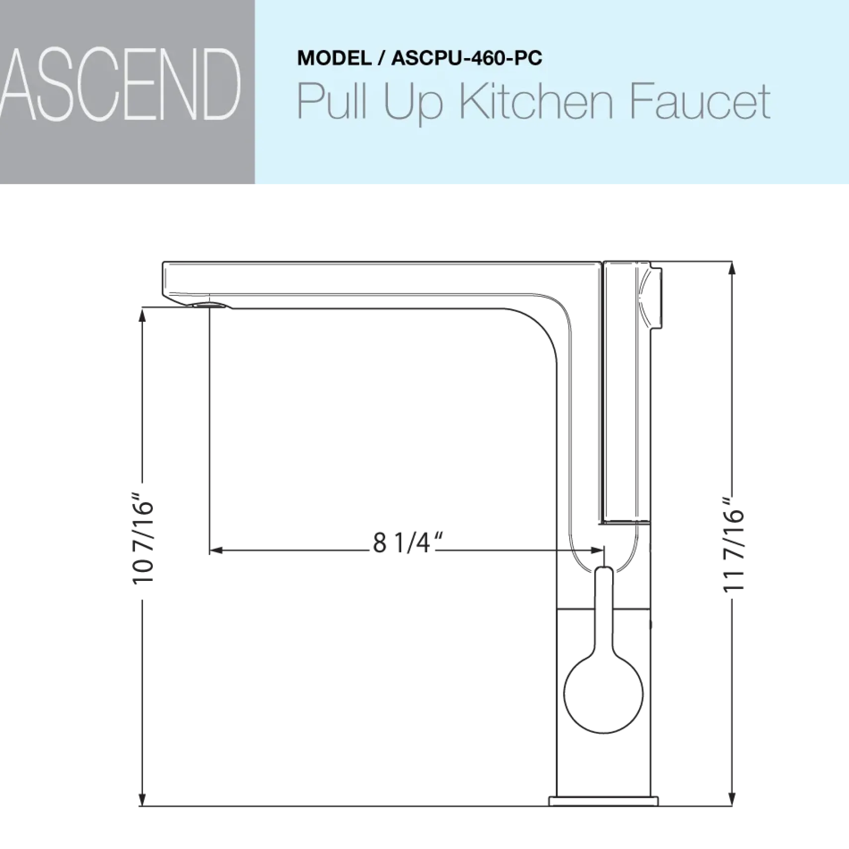 Houzer Ascend Integrated Pull Up Kitchen Faucet with CeraDox Technology Polished Chrome, ASCPU-460-PC