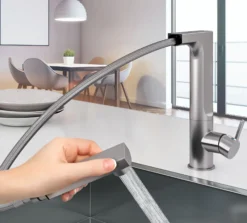 Houzer Ascend Pull Out Kitchen Faucet Brushed Nickel, ASCPO-460-BN