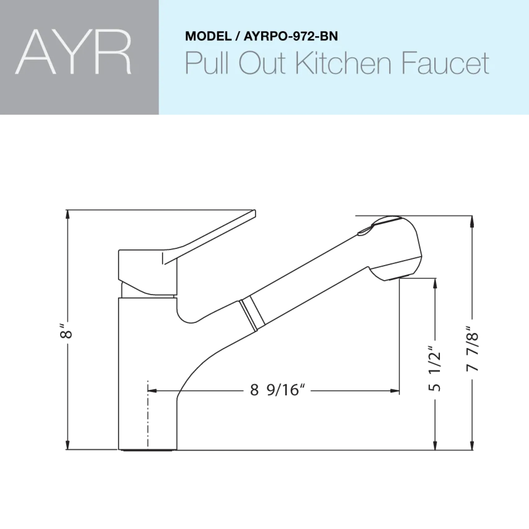 Houzer Ayr Pull Out Kitchen Faucet Brushed Nickel, AYRPO-972-BN