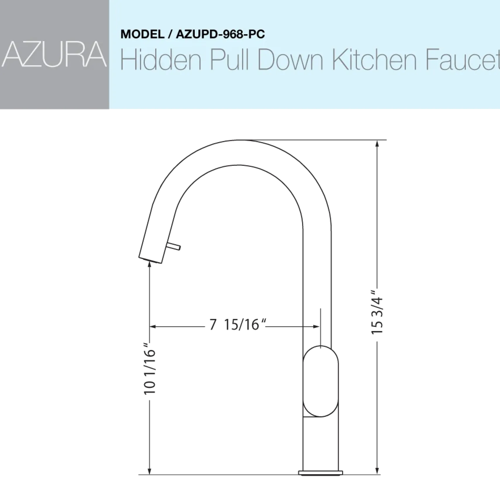 Houzer Azura Hidden Pull Down Kitchen Faucet with CeraDox Technology Polished Chrome, AZUPD-968-PC