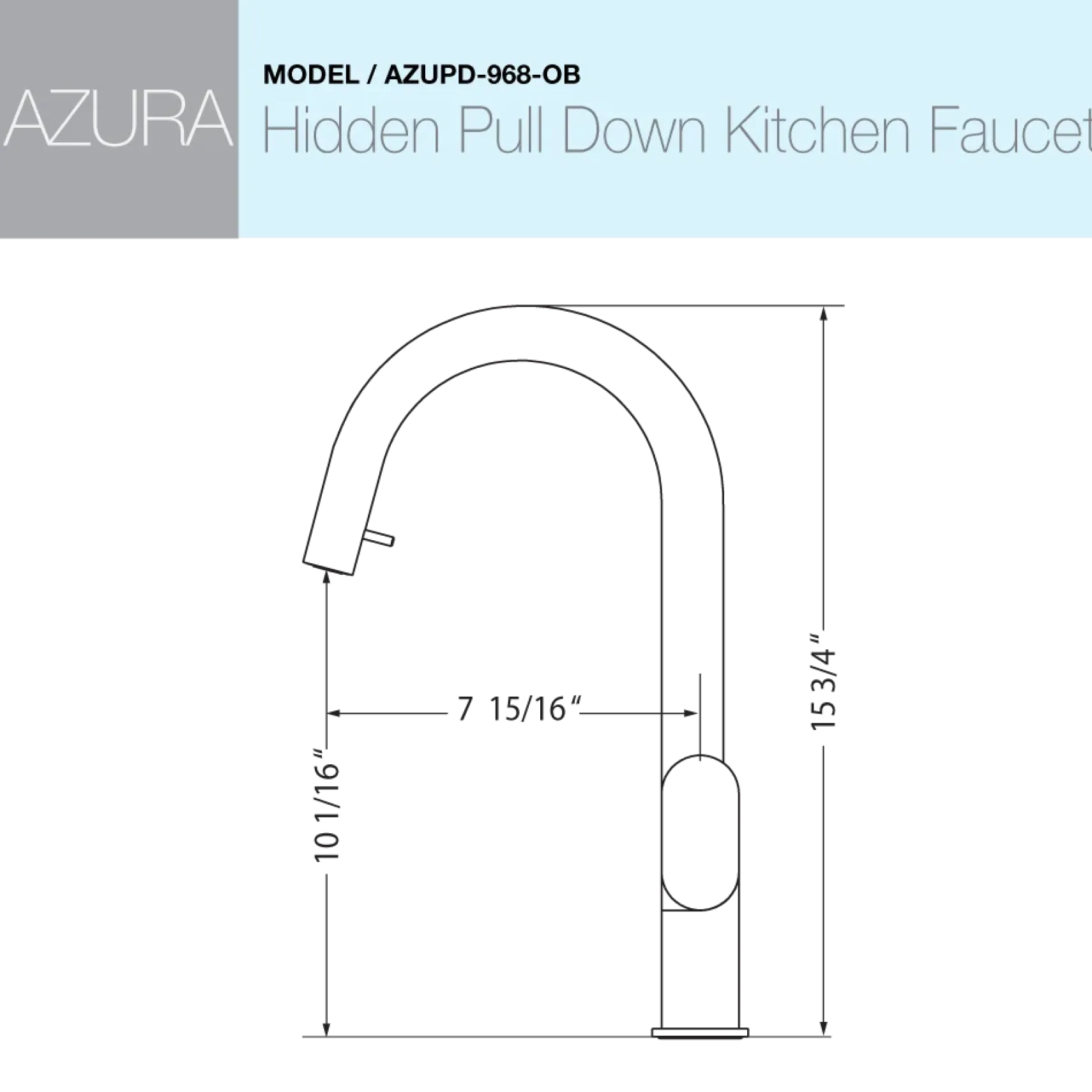 Houzer Azura Hidden Pull Down Kitchen Faucet Oil Rubbed Bronze, AZUPD-968-OB