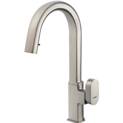 Houzer Azura Hidden Pull Down Kitchen Faucet Brushed Nickel, AZUPD-968-BN