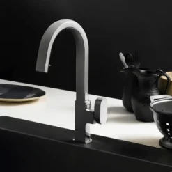 Houzer Azura Hidden Pull Down Kitchen Faucet Brushed Nickel, AZUPD-968-BN