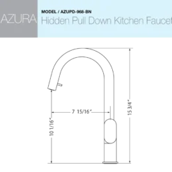 Houzer Azura Hidden Pull Down Kitchen Faucet Brushed Nickel, AZUPD-968-BN