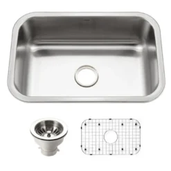 Houzer Belleo 27 inch Stainless Steel Drop-in Topmount Single Bowl Kitchen Sink with Strainer & Grid - 18 Gauge, BSS-2700