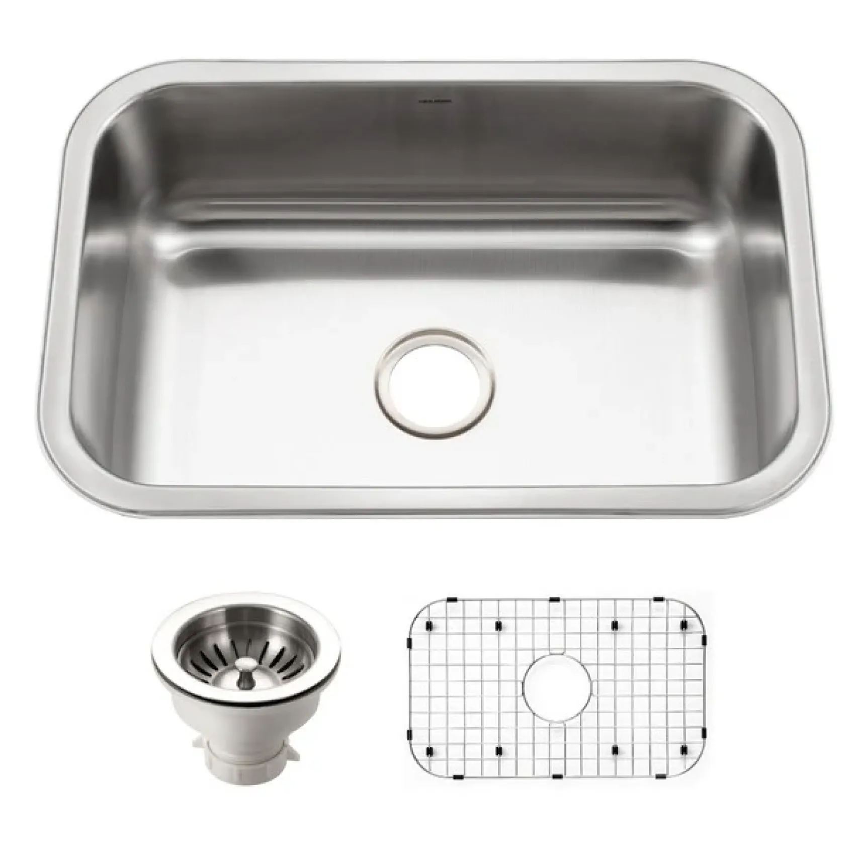 Houzer Belleo 27 inch Stainless Steel Drop-in Topmount Single Bowl Kitchen Sink with Strainer & Grid - 18 Gauge, BSS-2700