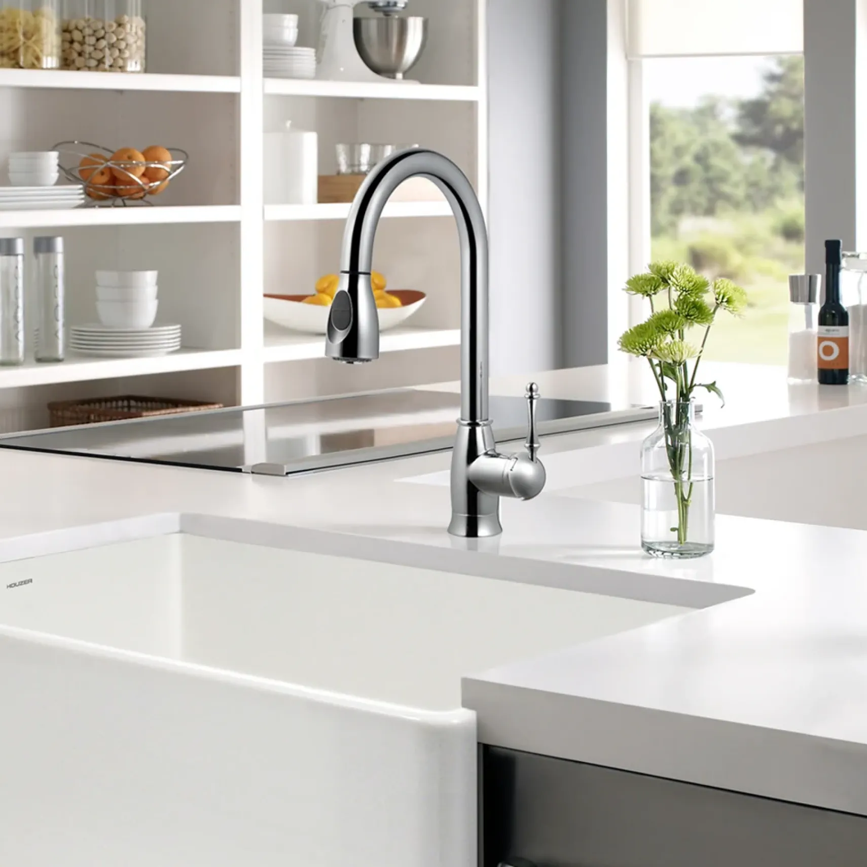 Houzer Camden Pull Down Kitchen Faucet Brushed Brass, CAMPD-368-BB