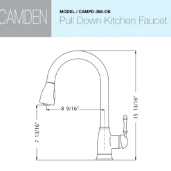 Houzer Camden Pull Down Kitchen Faucet Oil Rubbed Bronze, CAMPD-368-OB