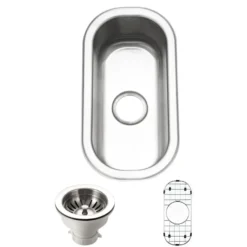 Houzer Club 10 inch Stainless Steel Undermount Bar Sink with Strainer & Grid - 18 Gauge, CS-1105-C