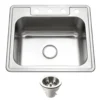 Houzer Glowtone 25" Stainless Steel Topmount 4-hole Single Bowl Kitchen Sink with 9 inch Depth, with Strainer - 18 Gauge, 2522-9BS4-C