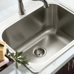 Houzer Laundry 25 inch Stainless Steel Drop-in Topmount 1-hole Single Bowl Sink with 12 inch Depth - 18 Gauge, LTS-2522-1
