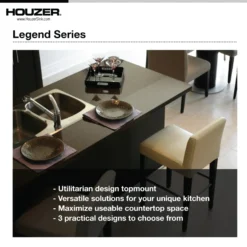 Houzer Laundry 25 inch Stainless Steel Drop-in Topmount 1-hole Single Bowl Sink with 12 inch Depth - 18 Gauge, LTS-2522-1