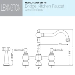Houzer Lexington Bridge Kitchen Faucet with Sidespray Polished Chrome, LEXBS-956-PC