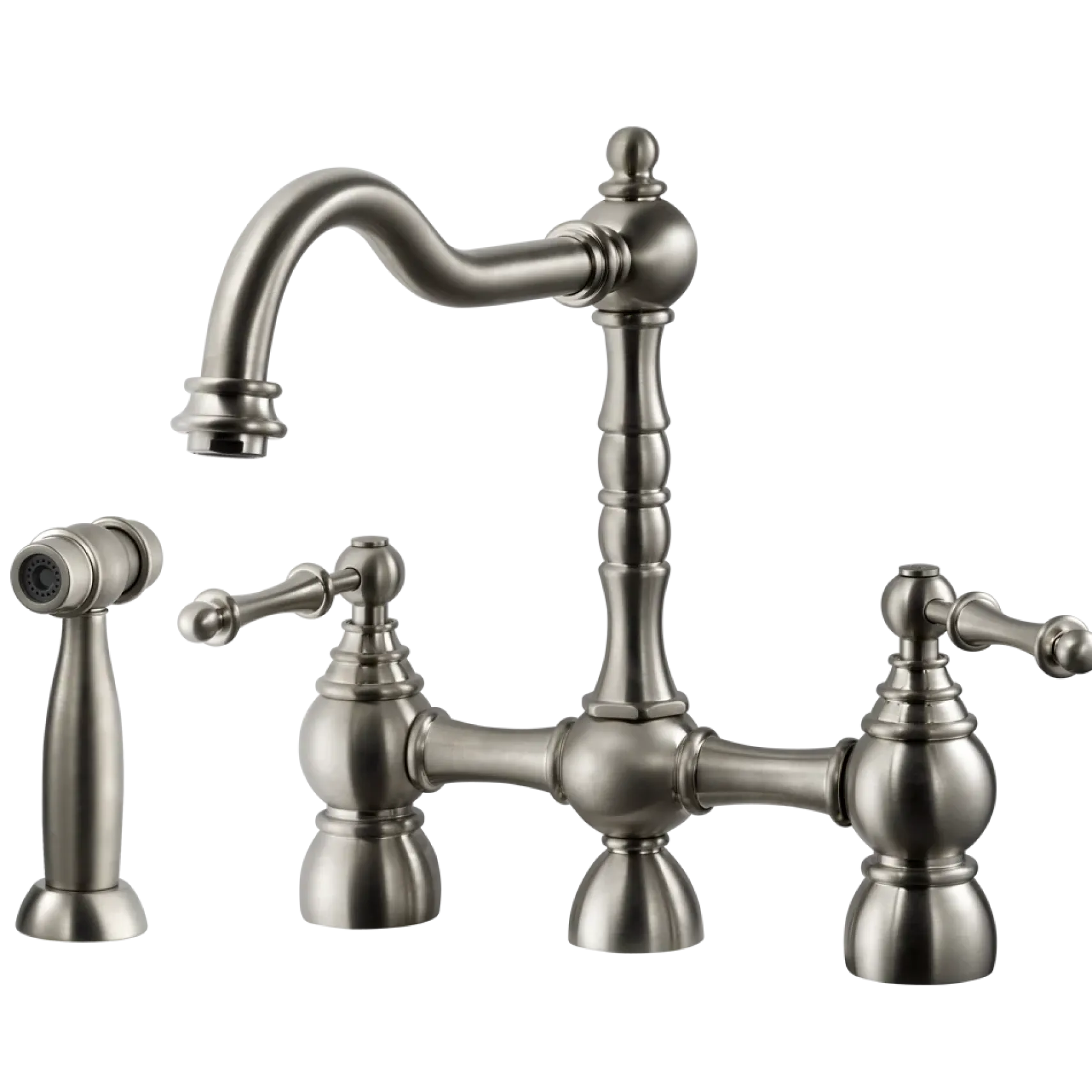 Houzer Lexington Bridge Kitchen Faucet with Sidespray Brushed Nickel, LEXBS-956-BN