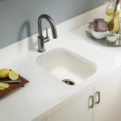 Houzer Platus 13 inch Biscuit Fireclay Undermount Single Bowl Bar Sink- PTB-1318 BQ-C