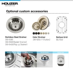 Houzer Platus 13 inch Biscuit Fireclay Undermount Single Bowl Bar Sink- PTB-1318 BQ-C