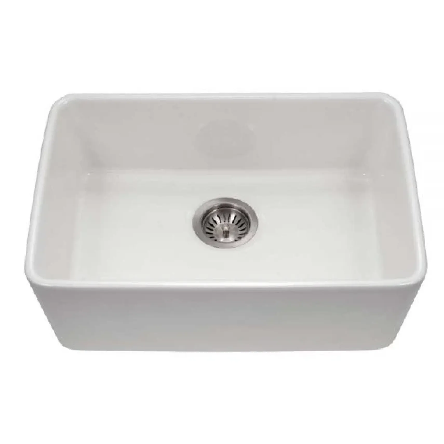 Houzer Platus 24 inch Biscuit Fireclay Undermount Single Bowl Kitchen Sink - PTU-2400 BQ-C with Basket Strainer and Basin Grid Included