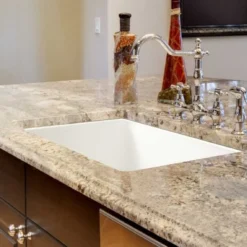 Houzer Platus 24 inch Biscuit Fireclay Undermount Single Bowl Kitchen Sink - PTU-2400 BQ-C with Basket Strainer and Basin Grid Included