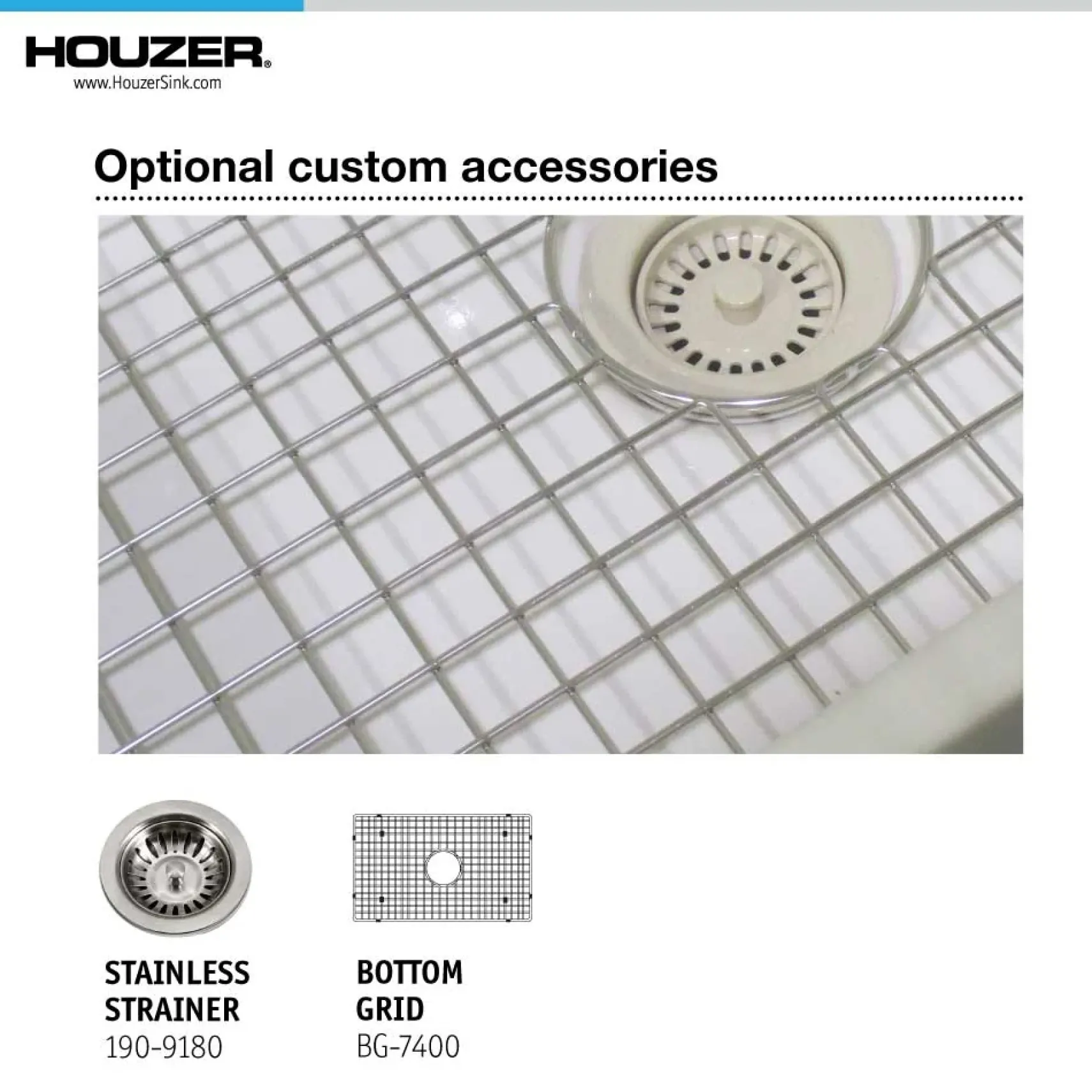 Houzer Platus 24 inch Biscuit Fireclay Undermount Single Bowl Kitchen Sink - PTU-2400 BQ-C with Basket Strainer and Basin Grid Included
