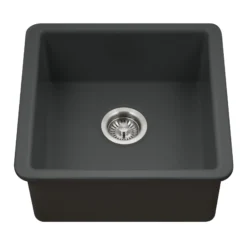 Houzer Platus 20 inch Black Fireclay Undermount Square Single Bowl Bar Sink - PTB-2020 BL